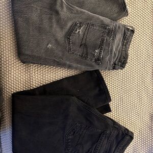 Gray and Black American Eagle Mom Jeans